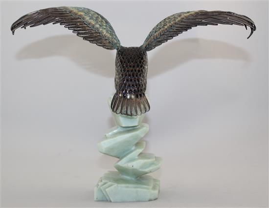 A Chinese silver and enamel model of an eagle, late 20th century, 25cm